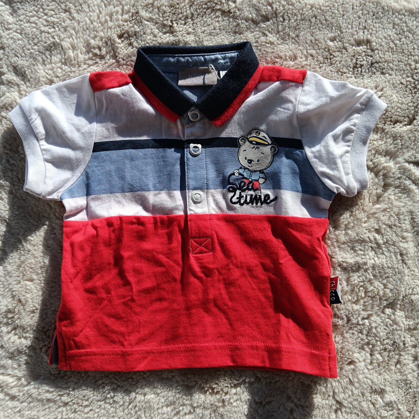 Polo rouge et blanc bébé garçon