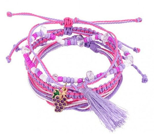 Bracelet set 4pcs violet avec bijoux grappes