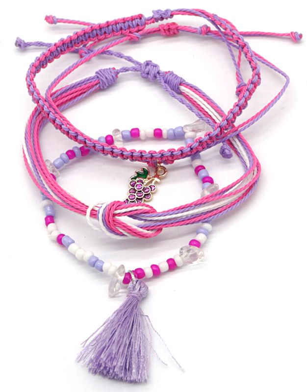 Bracelet set 4pcs violet avec bijoux grappes